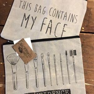 Makeup bag set brushes and makeup